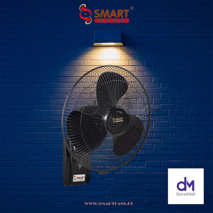 Smart Fans "Amoled" model 18" Wall Bracket Fan Plastic base Metal blade-Black Naveed Industry