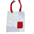White Cotton Tote Bag with Designer Red Strap | Stylish & Eco-Friendly Reusable Bag. 