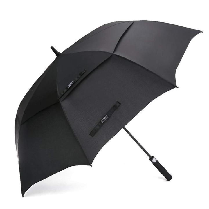 Golf Umbrella Large Double Canopy Vented Automatic Open Stick Umbrellas for Men and Women(Black