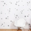 Pack of 100 Stars Stickers Pvc Silver Shiny colour Wall Stickers for kids bedroom wall decoration. 