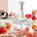 Manual Hand Operated 2 Liter Big  Size  Chopper Pump Action with Food Processor Portable Container Kitchen Gadget with Mixture Attachment Mincer\Garlic\Onion \Peeler \silicer cutter. 