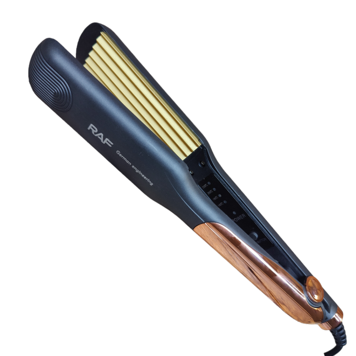 RAF R.442G Electric Hair Crimper 6 edges Teflon coated titanium plates fast heating Crimping waver straightener