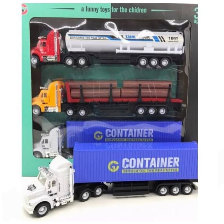 Trucks Toy Set For kids Water Tanker Oil Tanker Wood Transport Trailer