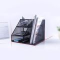 Metal File Rack with Desk Organizer, Multifunctional Desk Organizer, Office, School Desk Organizer Set, Office Accessories, Office Table Accessories Set, Metal Mesh File Rack, Desk Organizer Set, Metal Mesh Office Desk Organizer (1 Pcs). 