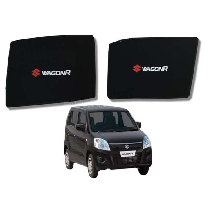 SUZUKI WAGON R SUN SHADES LOGO / WINDOW CURTAINS / BLINDS (DARK) BLACK 4PCS