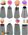 Cakeware 14 piece Cake Decorating Set Frosting lcing Piping Bag Tips With Steel Nozzles. 