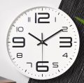 Wall Clock silent for bedroom high quality movement round simple elegant for kids and office room 10.5 Inch Non Ticking Quartz Plastic Frame Glass Face. 