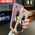 JIUMOO For OPPO A16K A16E Case Fashion Tide Girl Side Design Luxury Plating Phone Cases Square Edge Pattern Silicone Casing Full Back Cover Camera Protection SoftCase. 