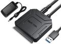 POSUGEAR SATA USB 3.0 Adapter, 5 Gbps Super Speed USB to SATA Cable for External 2.5 Inches/3.5 Inch HDD/SSD SATA I/II/III Hard Drive Adapter, Support UASP, External Power Supply 12V 2A Power Adapter, Compatible with PC, MacBook, PS5, Xbox, PS4. 