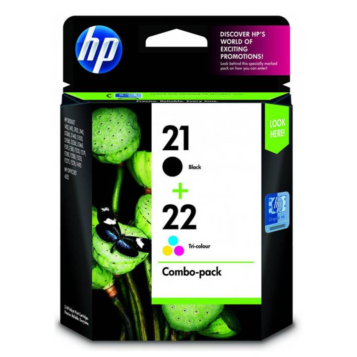 HP 21 Black/22 Tri-color 2-pack Original Ink Cartridges