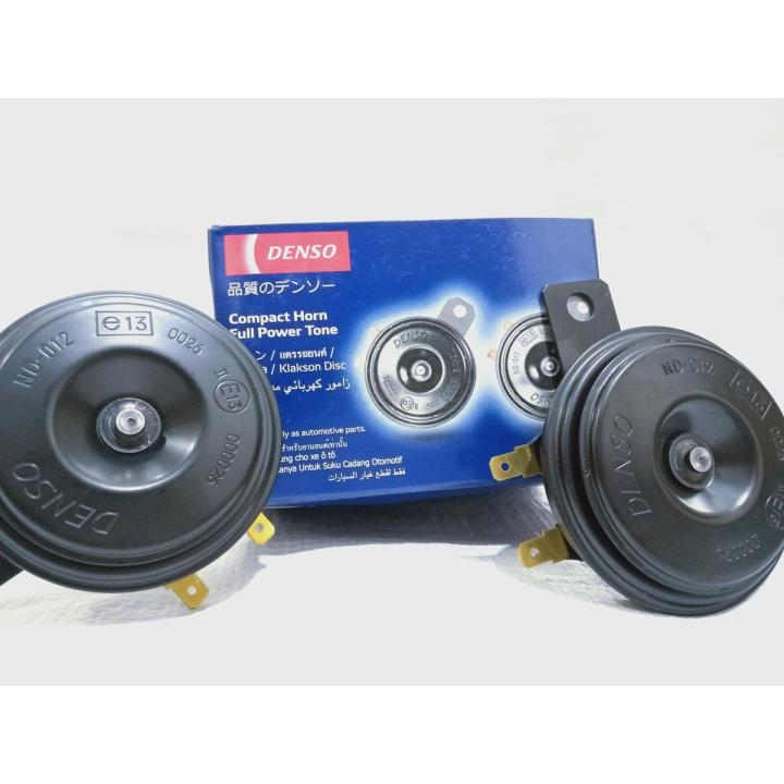 DENSO COMPACT DOUBLE HORN WITH BUILT IN CUTOUT 12V 4AMP 111DB FOR MOTORBIKE AND CARS \ LOUD HORN DENSO ORIGINAL 12V 4AMP 111DB FOR MOTORCYCLE AND CARS