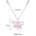 Heart Pendant Pink Crystal Necklace For Women Girl Elegant and Sweet Punk Party Jewelry Clavicle Chain. 