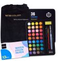Keep Smiling 36 Colors Solid Watercolor Paints With Painting brush and sponge Tin Box Set (Giorgione 36 water colour paint set). 