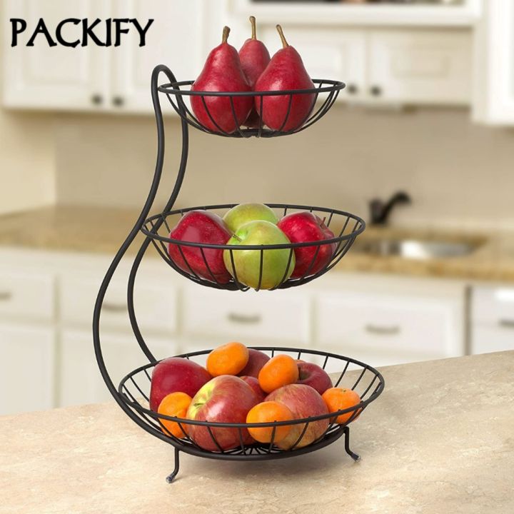 PACKIFY%20Kitchen%20Organizer/Fruit%20Basket/Vegetable%20stand/Kitchen%20Counter%20Rack%20In%20Black%20Color%20Single%20and%20Double%20Handle%20with%202%20and%203%20Tiers%20-%20Image%202