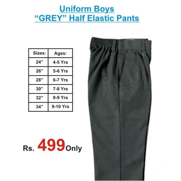 Half Elastic Grey Pant 32 Inch 8-9 Years Boys