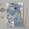 Light Blue Aesthetic-A4 Spiral Notebook with Plastic Sheet. 