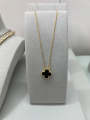 Clover pendant necklace with earrings in Korean style stainless trending jewelry for girls. 
