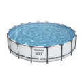 Bestway Steel Frame Round Pool 56462, 18 Ft Length X 18 Feet Width, Full Depth Large For Children & Adults, Easy To Setup & Drain Size Puncture Resistant Liner, 46 Inch Deep Family Big Swimming Pools, Water & Summer Fun, With Filter Pump, Ladder & Cover. 
