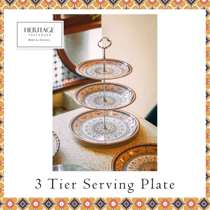 Three Tier Serving Platter (Round) - Best Serve ware - Heritage, Serving essential, Aesthetic designs