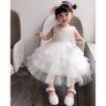 stylish and fancy  frock for baby girls white birthday dress for little girls best frock for kids white net floral frock tutu. 
