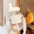 Phenol A Female Outdoor Bottle With Holster Unique, Cute Pearl Boba Milk Tea Plastic Buffalo Milk Juice Coffee Drink Utensils Straw Bottle. 