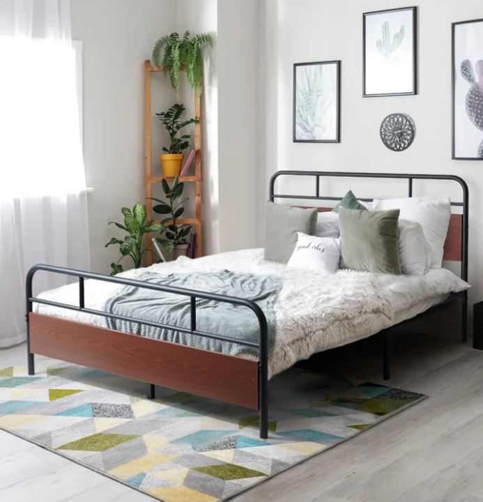 Modern Platform Bed Frame with Wooden Headboard and Footboard, NonSlip