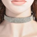 2X Women Velvet Full Diamond Crystal Rhinestone Choker Collar Boho Necklace Jewelry Silver Color. 