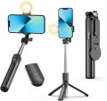 Selfie Stick Tripod, Extendable Selfie Stick with Light, Wireless Remote Bluetooth Selfie Stick for iPhone 15 14 13 Pro Max, and More Smartphones Black. 