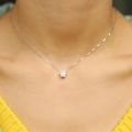 Single Stone Solitaire Cz Cubic Zirconia Delicate Dainty Box Chain 925 Sterling Silver Bezel Heart Single Stone Star Necklace. 