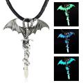 Rinhoo Vintage Magic Steampunk Glowing Luminous Punk Dragon Pendants Necklaces Mens Jewelry Glow In the dark Pendant Necklace. 