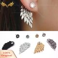 1 Pair Women Fashion Xmas Gift Angel Wings Rhinestone Inlaid Stud Earrings. 