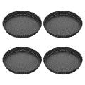 4 Pack Quiche Tart Pan,5 Inch Round Perforated Pizza Baking Tray Non-Stick Tart Tin with Holes for Cakes,Pies,Quiches. 