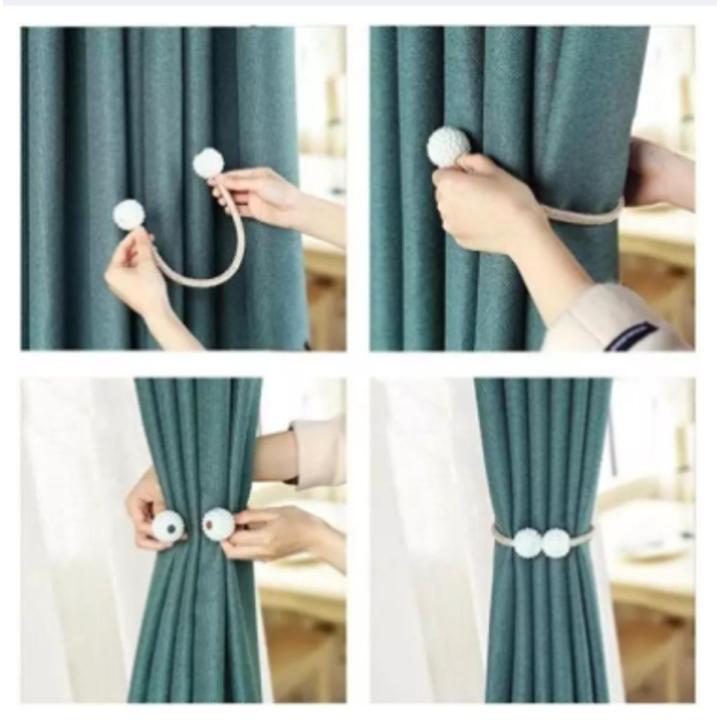 1 Pair Random Color - Magnetic Curtain Tieback, Curtains Holder Convenient Drape Tie Backs - Pearl Decorative Rope Holdback Holder
