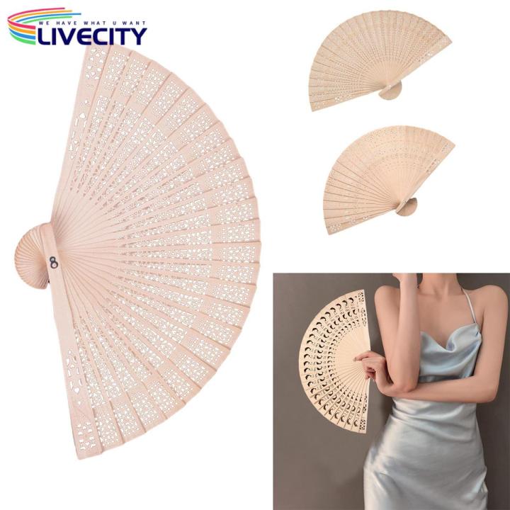 Sandalwood Folding Fan Portable Chinese Style Sandalwood Folding Fan Ideal for Catwalks Dance Performances Parties Exquisite Gift for Summer Southeast Asian Buyers' Favorite Wooden Hand Fan