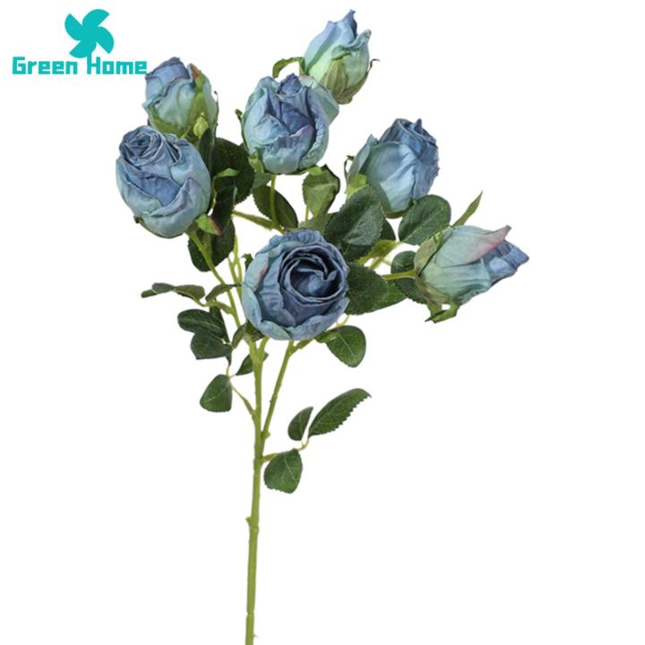 Green Home Artificial Rose Flower Aesthetic Table Centerpiece Faux Silk Flower
