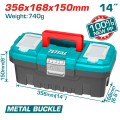 TOTAL 14" Plastic Tool Box With 1Pcs Plastic Tray TPBX0142. 