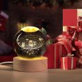 Solar System 3D Crystal Ball Night Light with Stand, Galaxy Glass Sphere Lamp, Laser Etched Crystal Paperweight Decorative Balls Gifts. 