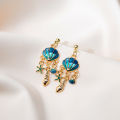 Silver Needle Childlike Ocean Column Blue Shell Star Asymmetric Cartoon Stud Earrings Earrings for gilrs for women low price. 
