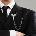 Suit Brooch with Chain Hanging Chain Brooch Costume Accessories Angel Wing Brooch Pin for Tuxedo. 