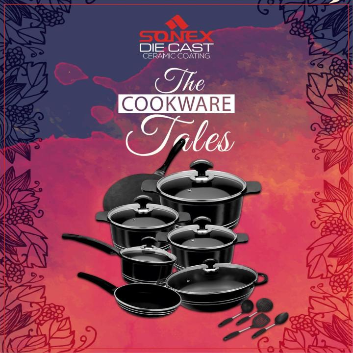 SONEX%20Deluxe%20Plus%20Gift%20Pack%20-%2018%20Pieces%20-%20Die%20Cast%20-%20PTF%20Non%20Stick%20Coating%20with%20Glass%20Lid%20-%20Black%20-%20Image%205