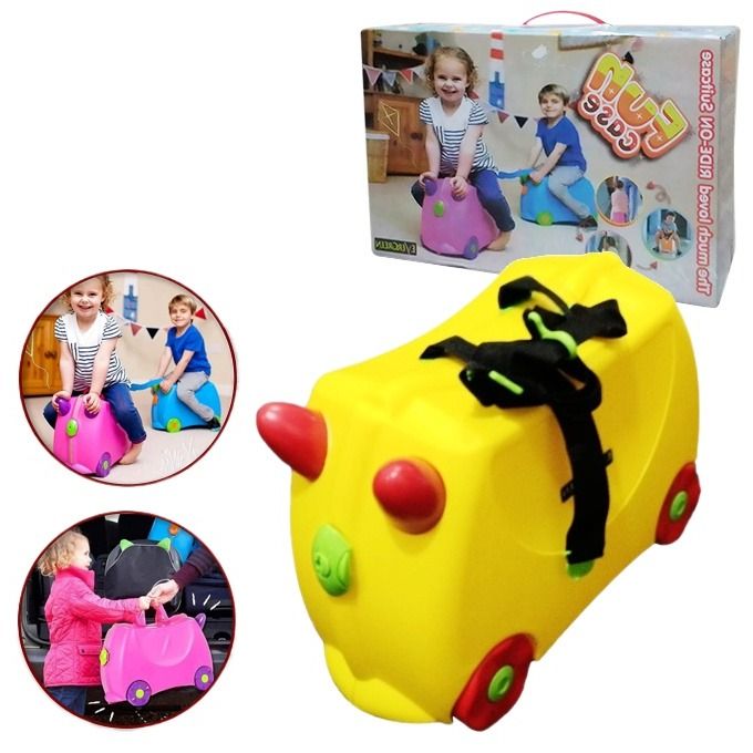 Hard Plastic Briefcase Toy School Bag Luggage with Wheels for Kids - Size Approx. 20 inch - Yellow