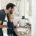 4 Pcs Plastic Bathroom Accessory Set,Bath Toilet Brush Accessories Set with Toothbrush Holder,Toothbrush Cup(White). 