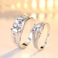 Pair of Adjustable Engagement Couple Rings set With Box for Girls and Boys Silver Diamond Cuple Rings Pair resizable. 