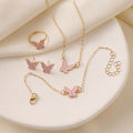 1Set Fashion Exquisite Simple Versatile Butterfly Necklace Bracelet Earrings Ring For Women Girls Wedding Party Jewelry Set Gift BYJ. 