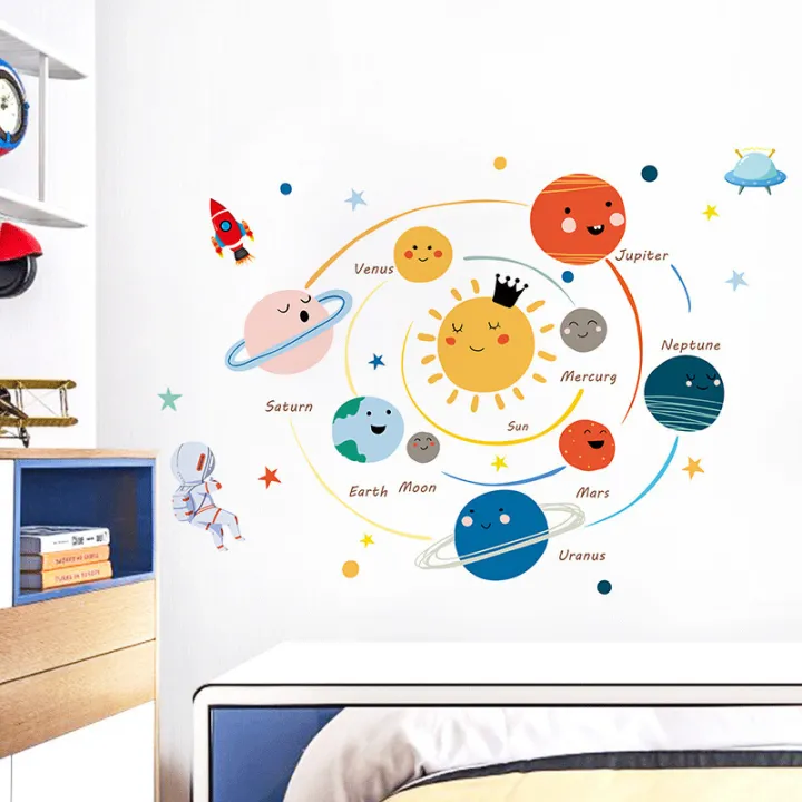 Cartoon%20solar%20system%20planets%20wall%20sticker%20child%20kids%20room%20home%20mural%20removable%20Podazz%20-%20Image%203