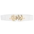 【shengxiong6525】Leaf Belts For Women Gold Buckle Ladies Stretch Elastic Waist Belt For Dress Plus Female Designer Waistband. 