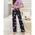 Sweet Dreams Collection: Soft & Cozy Women’s Nightwear Set – Heart & Butterfly Printed Pajamas. 