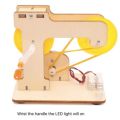 EDUCATIONAL WOODEN HAND GENERATOR BELT DRIVE STEM TOY FOR KIDS (DIY TYPE). 