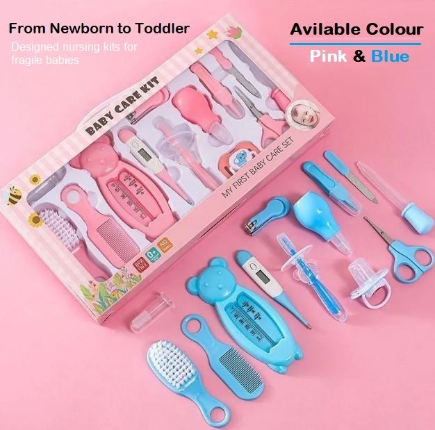 Baby Health Care Kit Kids Nail Hair Health Care Thermometer Grooming Brush Clipper Teether Toothbrush Baby Essentials