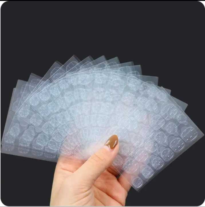 [TEMU] (24 pcs /sheet）Silicone imported nail glue Breathable Sticker Nail Glue Double-Side Tape Sticker for Manicure Fake Nails Art Decoration Tool